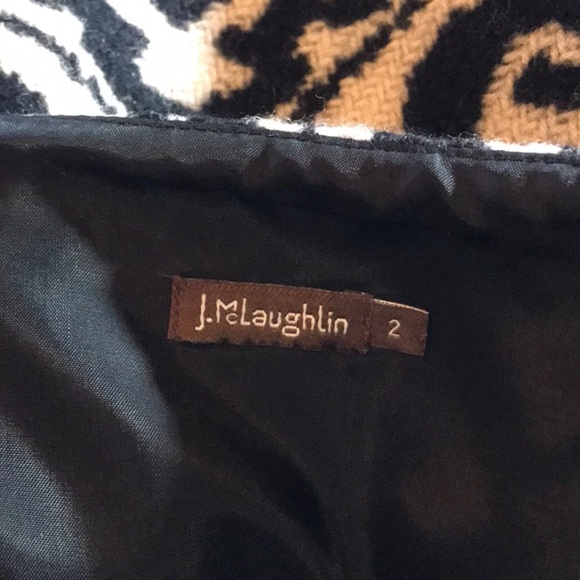 J. McLaughlin Black White 100% Wool Lined Pencil Skirt Size 2 - Picture 5 of 6
